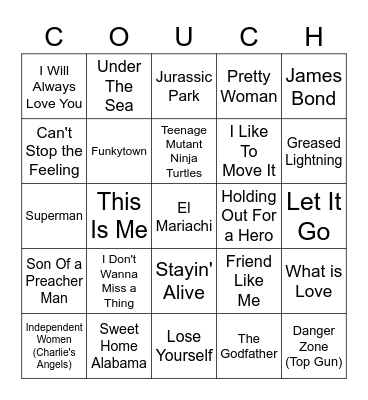 Music Bingo - In The Movies Bingo Card