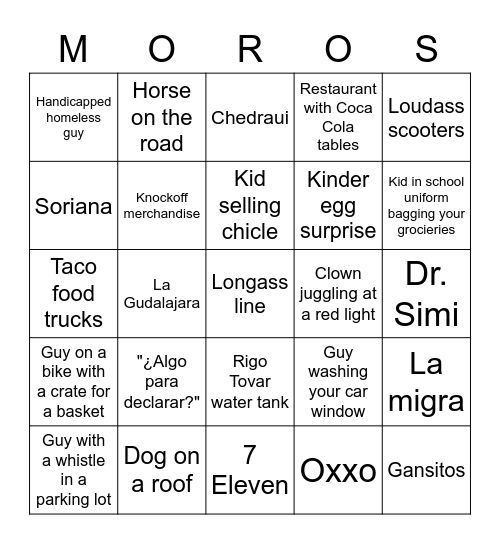 Matamoros Bingo Card