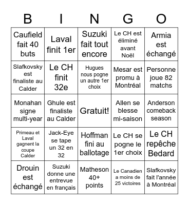 Le CH en 2022-23 Bingo Card