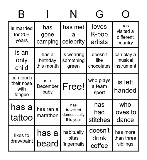FIND SOMEONE WHO... Bingo Card