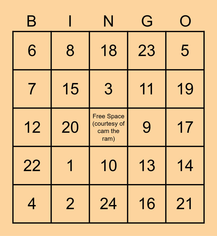 CSU Hospitality Tailgate Bingo Card