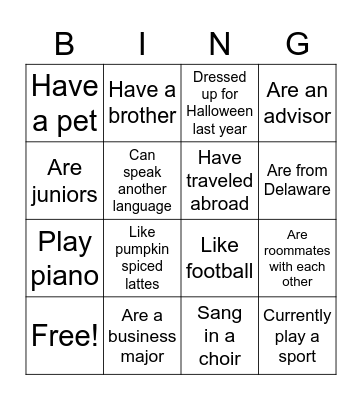 Find People Who... Bingo Card