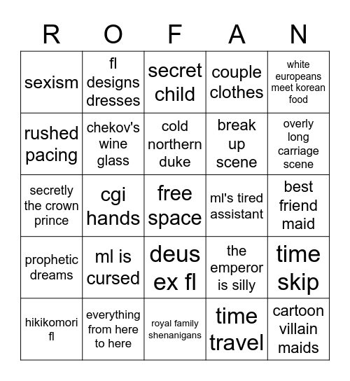 RoFan Manhwa Bingo Card