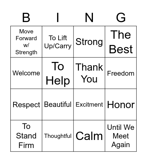 Hawaiian Word Bingo Card