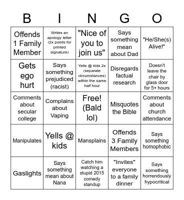 Drew. Bingo Card