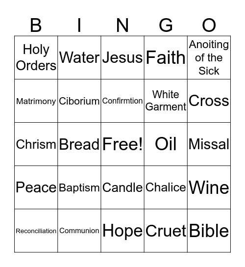 Faith & Friends Bingo Card
