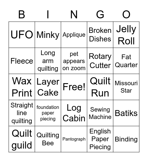 SVMQG Game Night Retreat Bingo Card