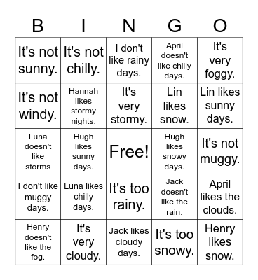 Seeds B Weather Bingo Card