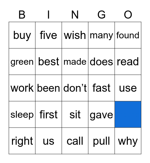 Sight words 4 Bingo Card