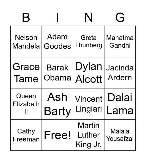 Famous Leaders Bingo Card