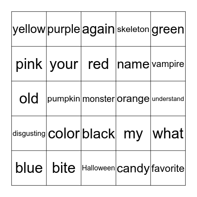 SIGN LANGUAGE LOTTO- FALL Bingo Card