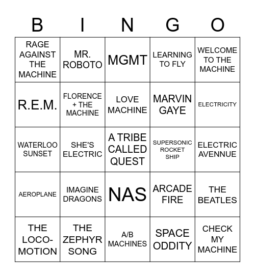 NOT NATURE Bingo Card