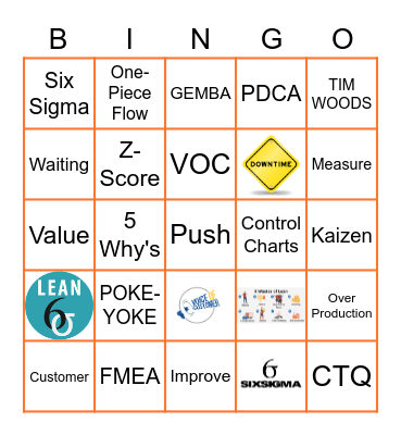 LEAN SIX SIGMA Bingo Card