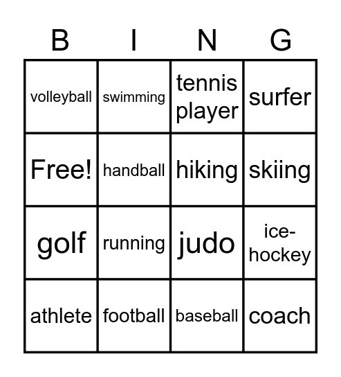 sports BINGO Card