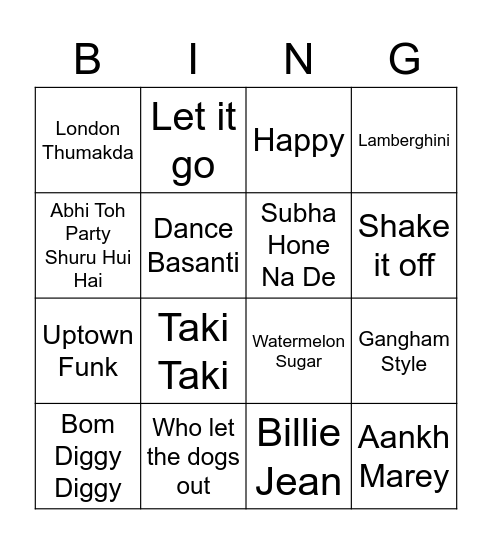 MUSICAL Bingo Card