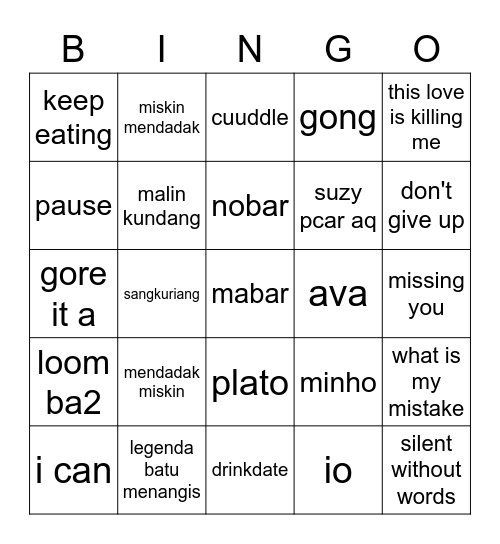 gong's bingo Card