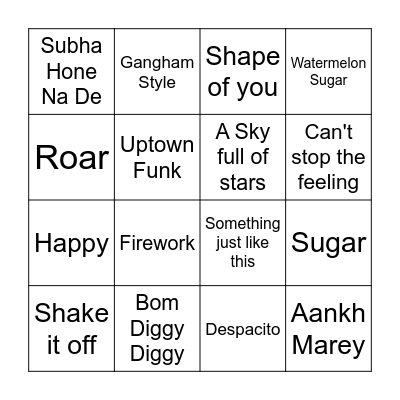 MUSICAL BINGO Card