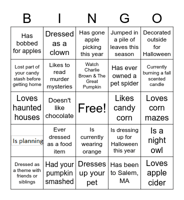 Halloween Bingo 2 Bingo Card