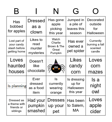 Halloween Bingo 2 Bingo Card