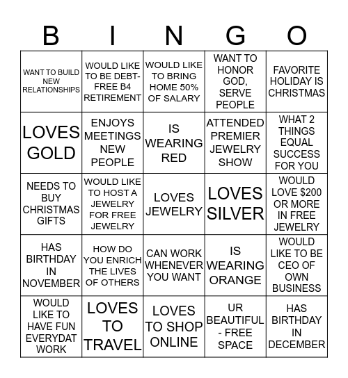 BLING Bingo Card