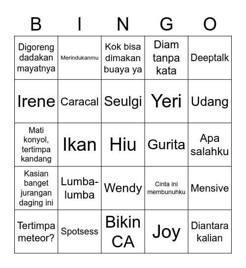 Gyu's Bingo Board Bingo Card