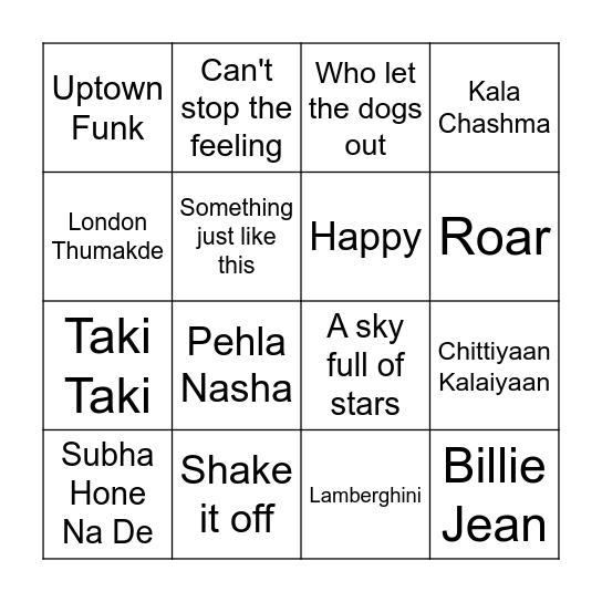 MUSICAL BINGO Card