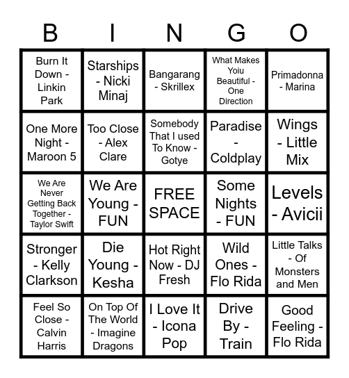 🚀 MAD DOG MUSIC BINGO - 2012 👑 Bingo Card