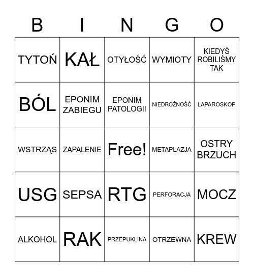 CHIRURGIA Bingo Card