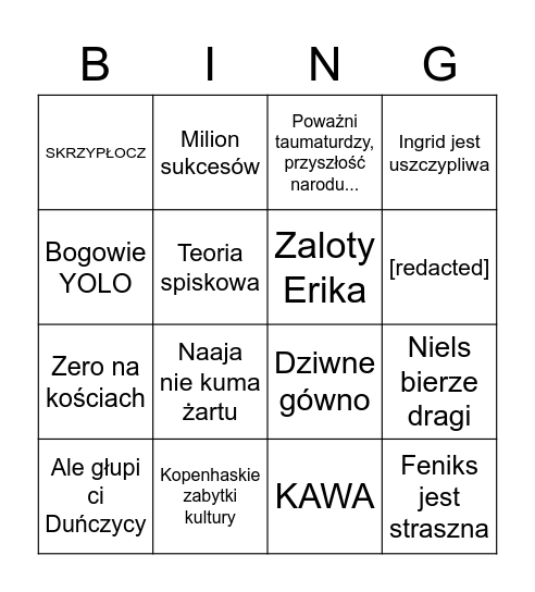 CoD Copenhagen Bingo Card