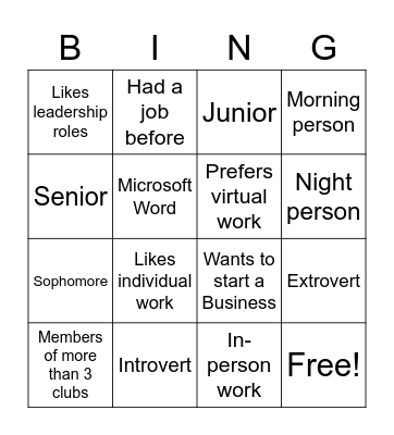 Business Bingo Card