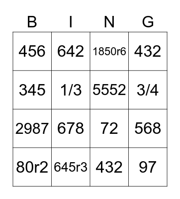 Mattie’s Maths bingo! Bingo Card