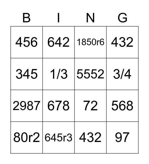 Mattie’s Maths bingo! Bingo Card