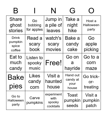 Halloween Bingo Card