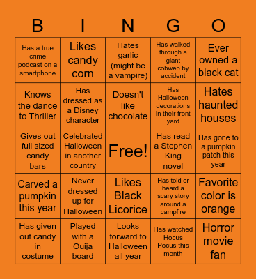 ACO VIRTUAL HALLOWEEN BINGO! Bingo Card