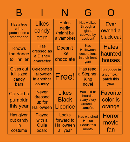 ACO VIRTUAL HALLOWEEN BINGO! Bingo Card