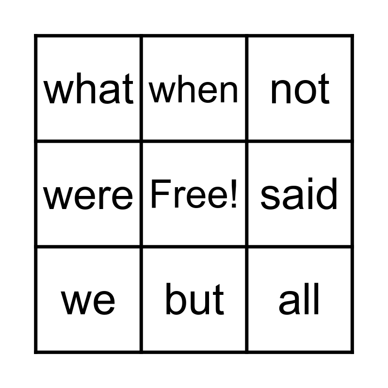 most-common-word-list-4-bingo-card