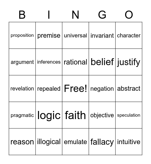 Unit 1 Vocabulary Review Bingo Card