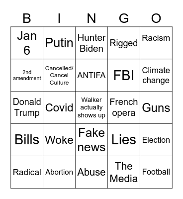 Debate Bingo Card