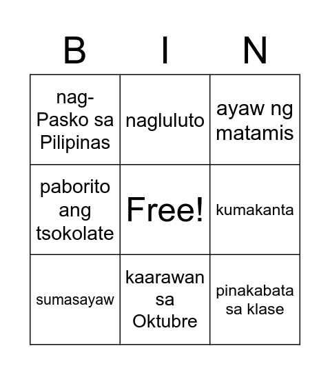 MAG-BINGGO TAYO! Bingo Card