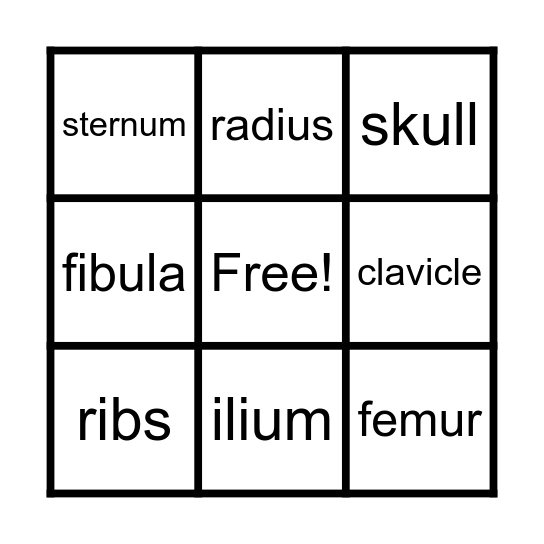 Bones Bingo Card