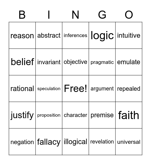Unit 1 Vocabulary Review Bingo Card