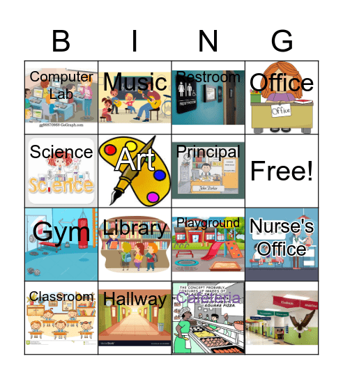 School Location Bingo Card