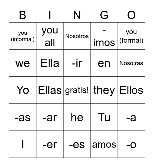 El presente Bingo Card