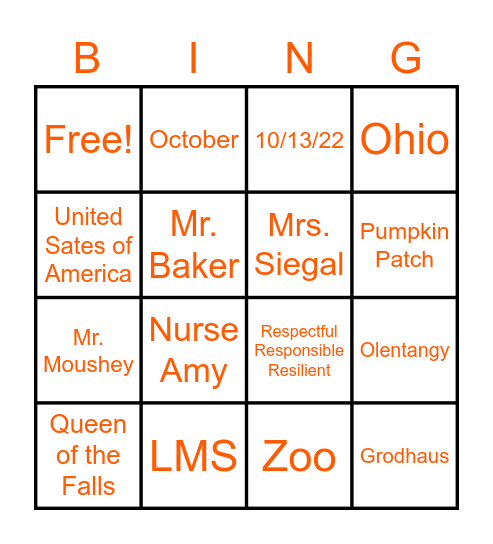 TRIVIA BINGO Card