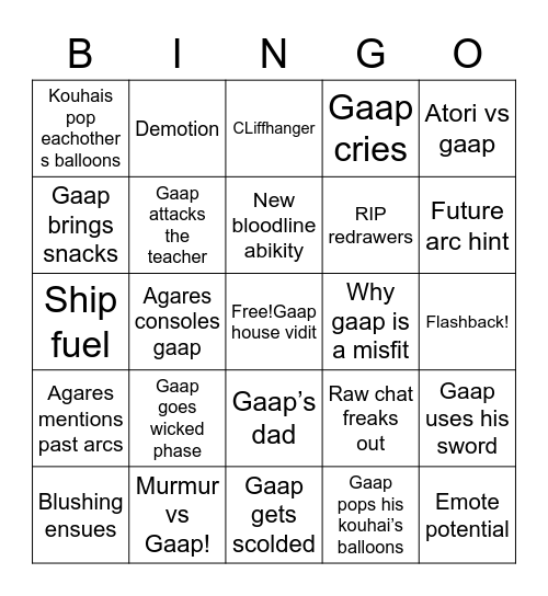 Gaarp Bingo Card