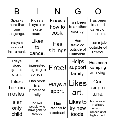 Brown Issues Bingo Card