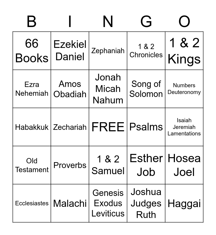 Books of the Old Testament Bingo Card