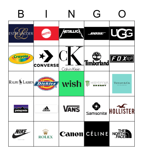 Brands Bingo Card