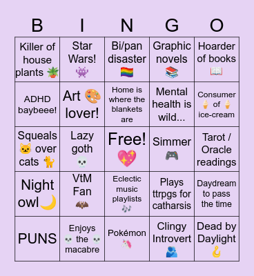 TheHatIsHere's Bingo Card