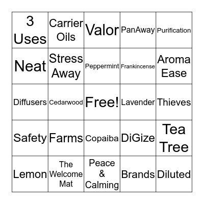 Oily Bingo!!! Bingo Card